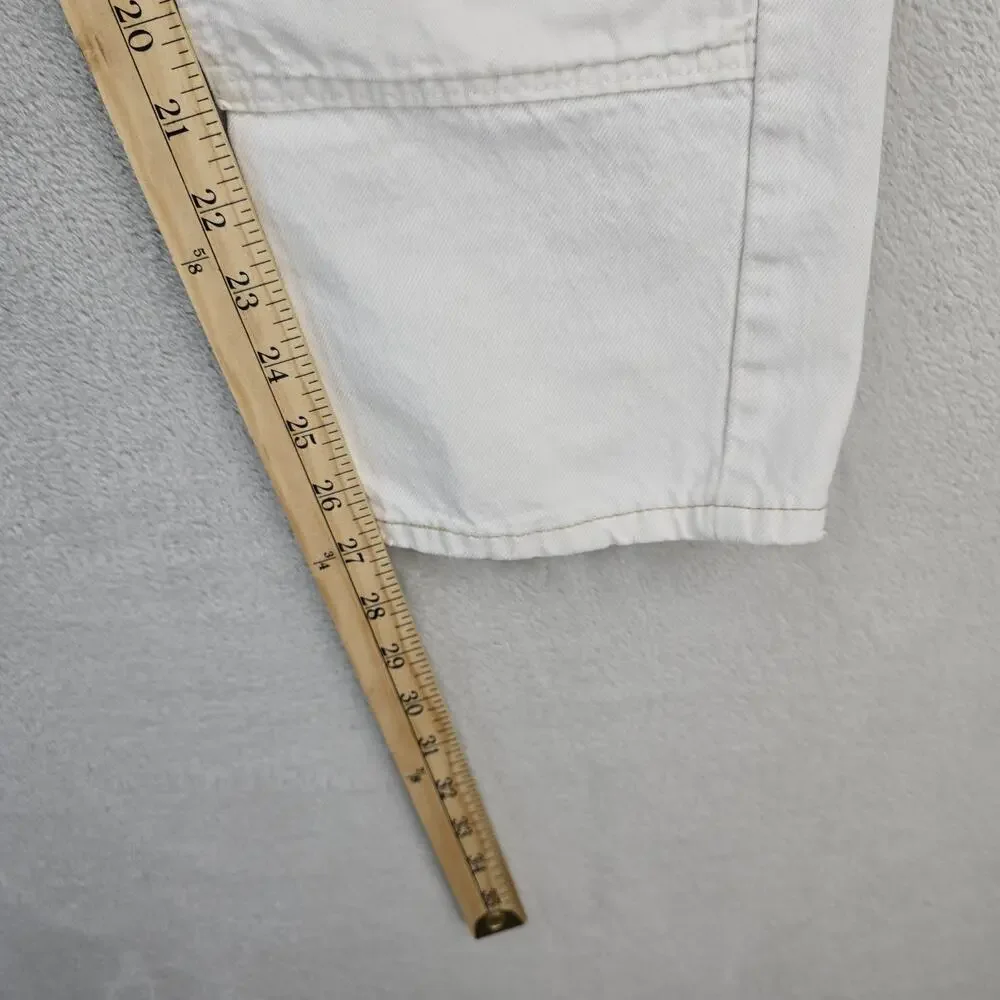 Levis 502 Altered Jeans Mens 33x27 White Tapered Regular Fit Double Knee Denim